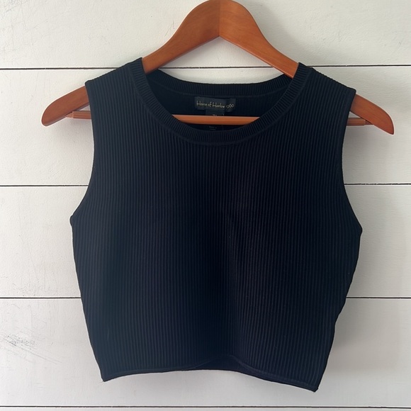 House of Harlow 1960 Crew Neck Cropped Compression Knit Top Size Large - Picture 3 of 7